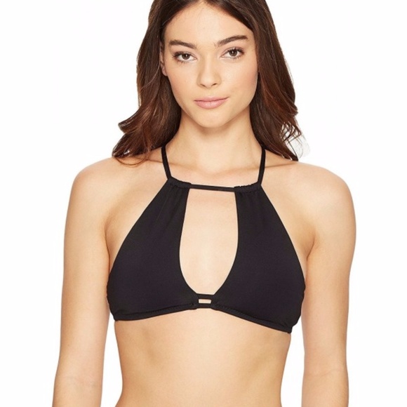 BECCA Other - NWT Becca Color Code High Neck Black Bikini Top L